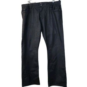 SYN Jeans Mens 44x32 Straight Leg Dark Black Denim Button Pockets 312-322 19F